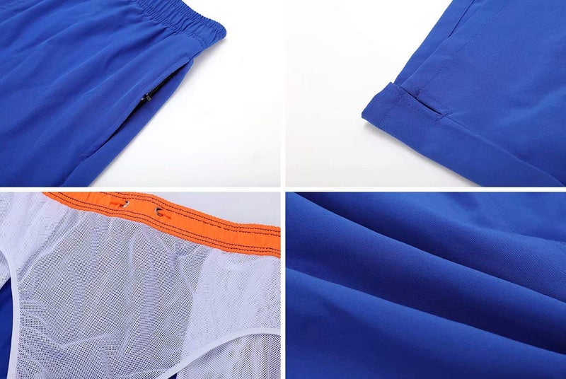 Tyhengta Men's Stretch Swim Trunks Quick Dry Beach Shorts with Zipper Pockets and Mesh Lining Deep Blue 32 - Image 4